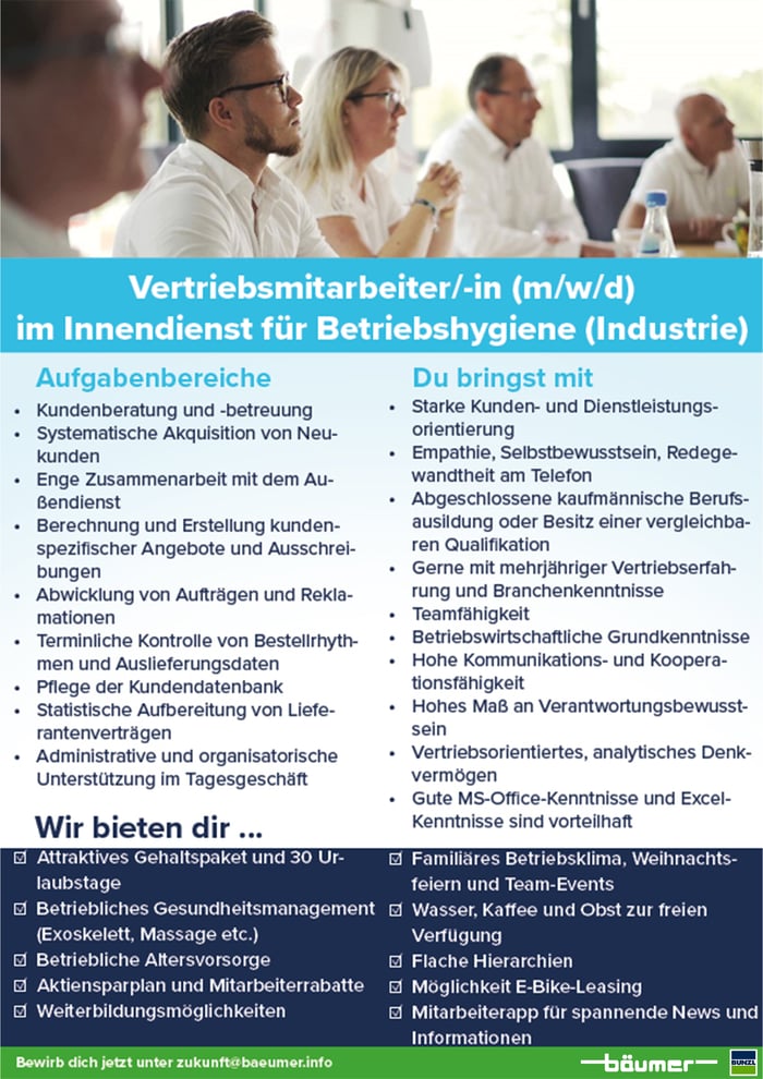 Stellenanzeige Innendienst Industries Stellenanzeige Innendienst Industries