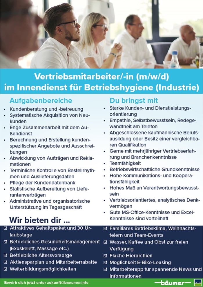 Stellenanzeige Innendienst Industries