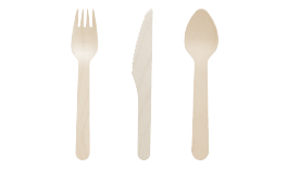 Birkenholzbesteck, Holzgabel, Holzmesser, Holzlöffel